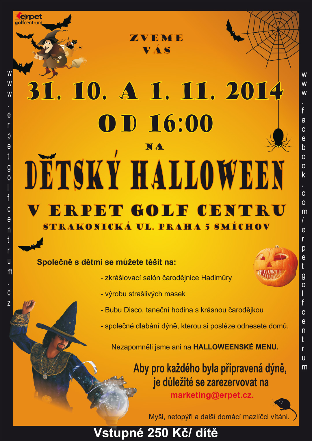Dětský Halloween 31.10. a 1.11. od 16 hod v Erpet golf centru